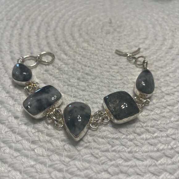 Natural PICASSO JASPER Handmade Sterling 925 Bracelet #321D - Picture 2 of 3